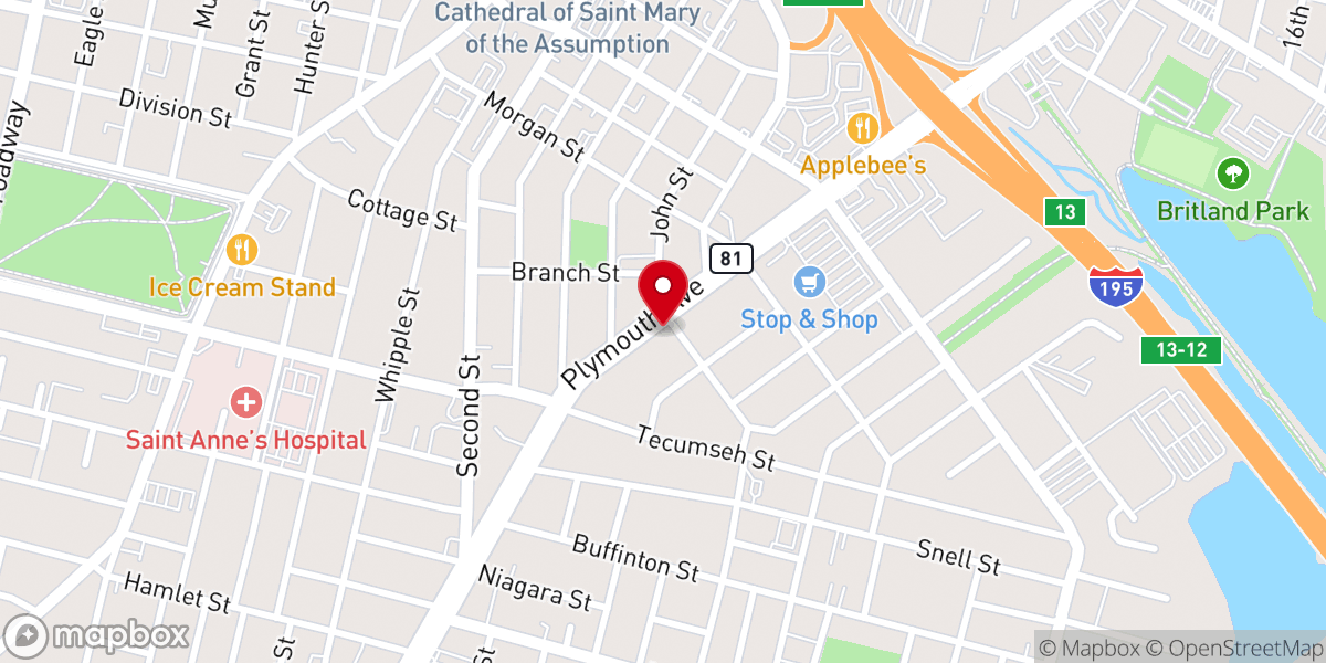 Map showing location of Assembly of God Church