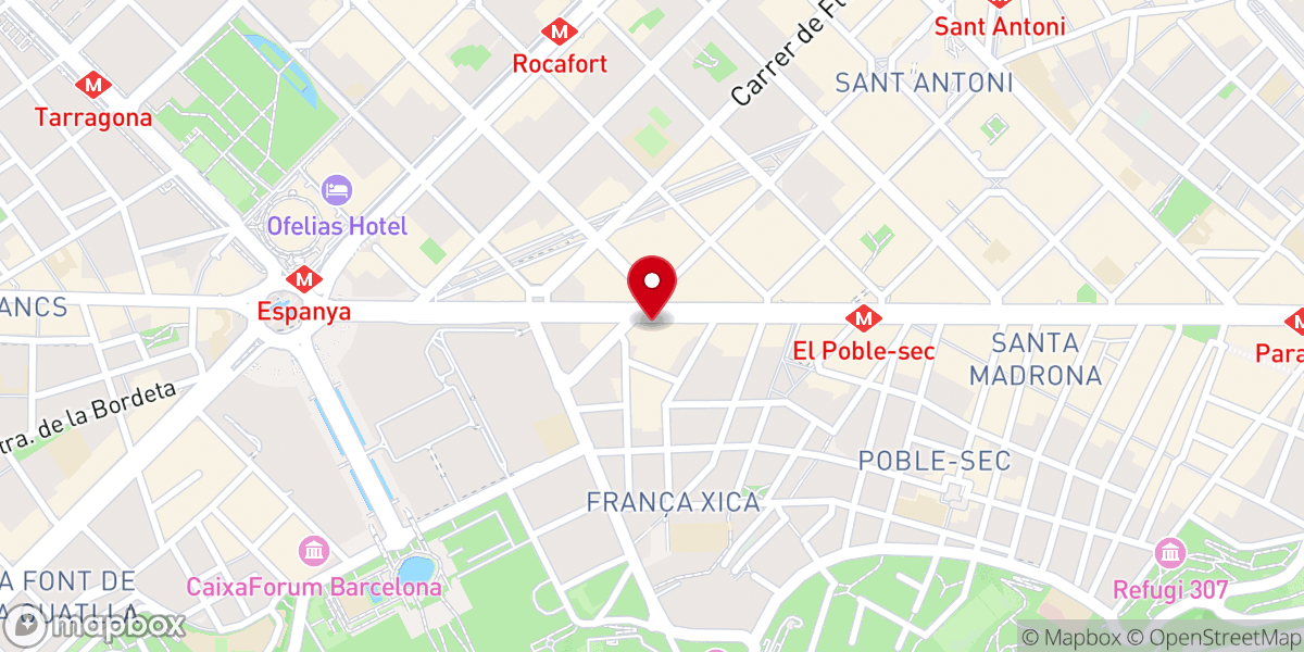 Map showing location of Iglesia Evangélica del Paralel