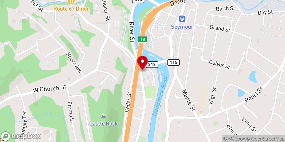 Map showing location of Seymour Congregational Church
