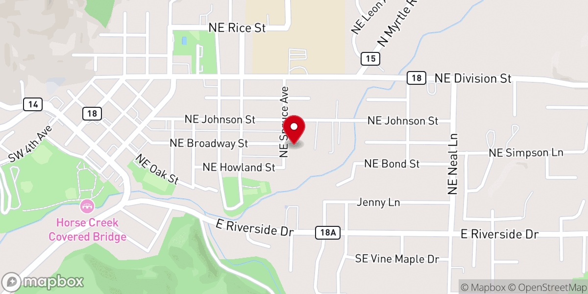 Map showing location of Myrtle Creek Seventh-day Adventist Church