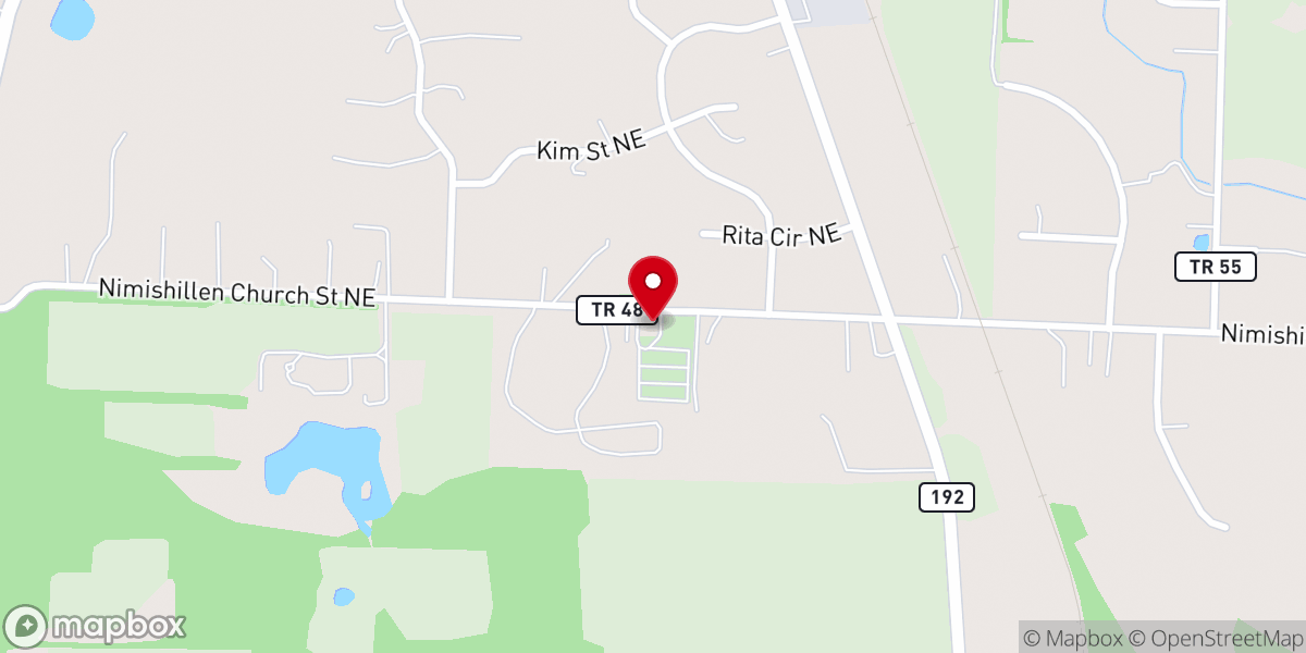 Map showing location of East Nimishillen Church