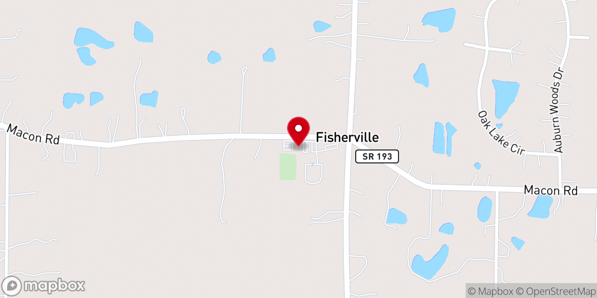 Map showing location of First Baptist Church of Fisherville