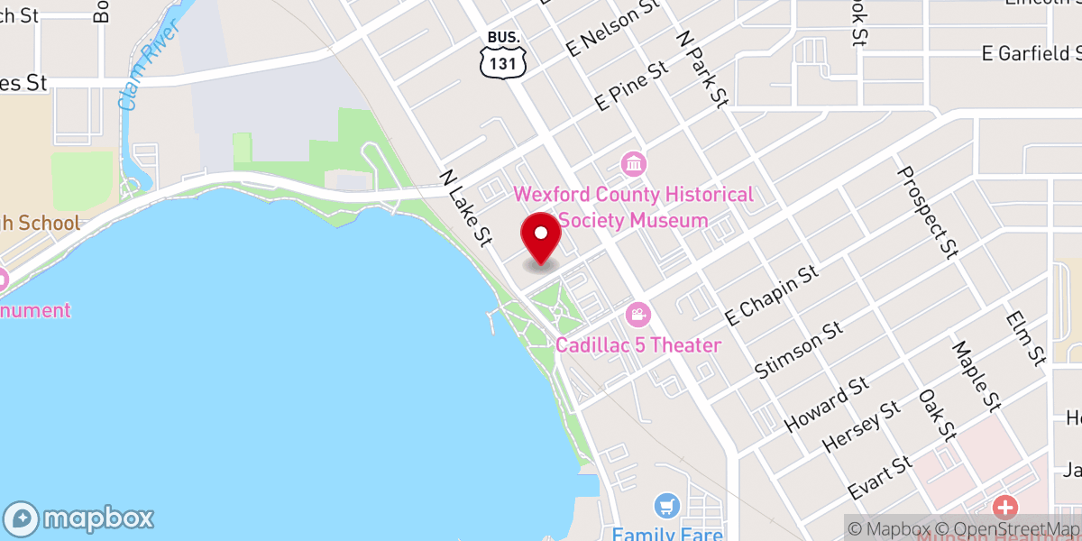 Map showing location of Parkview Lanes