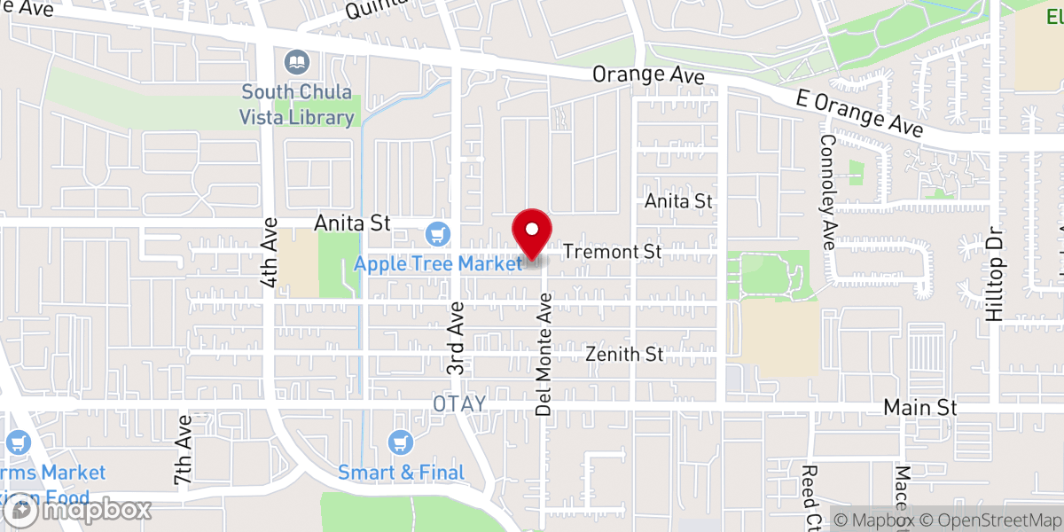 Map showing location of Otay Apostolic Church