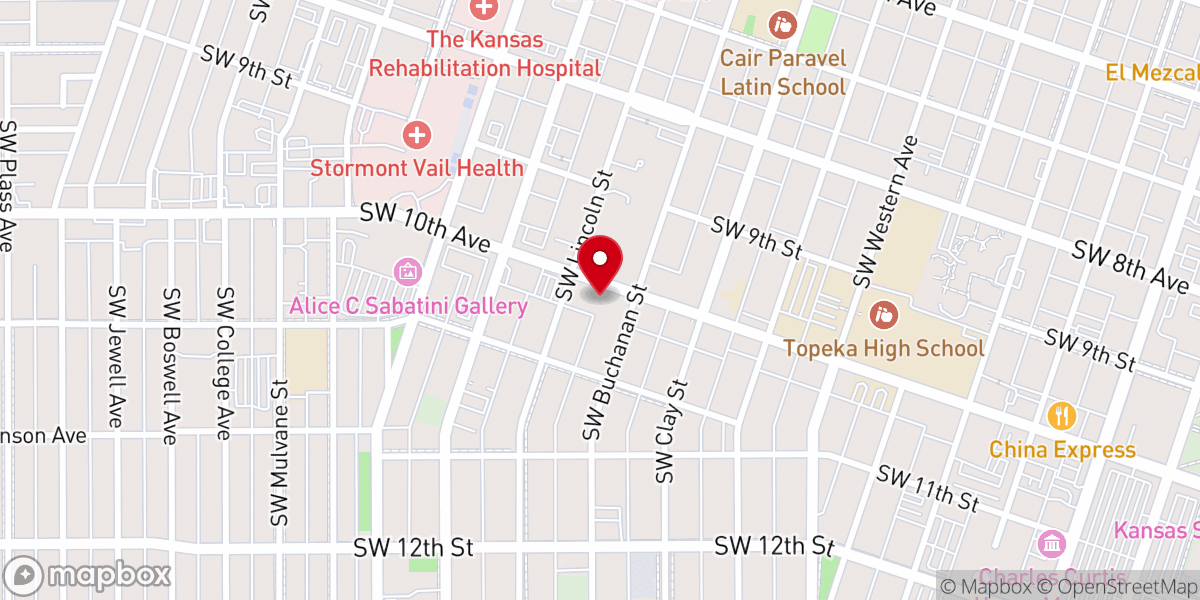 Map showing location of Topeka First Church of the Nazarene