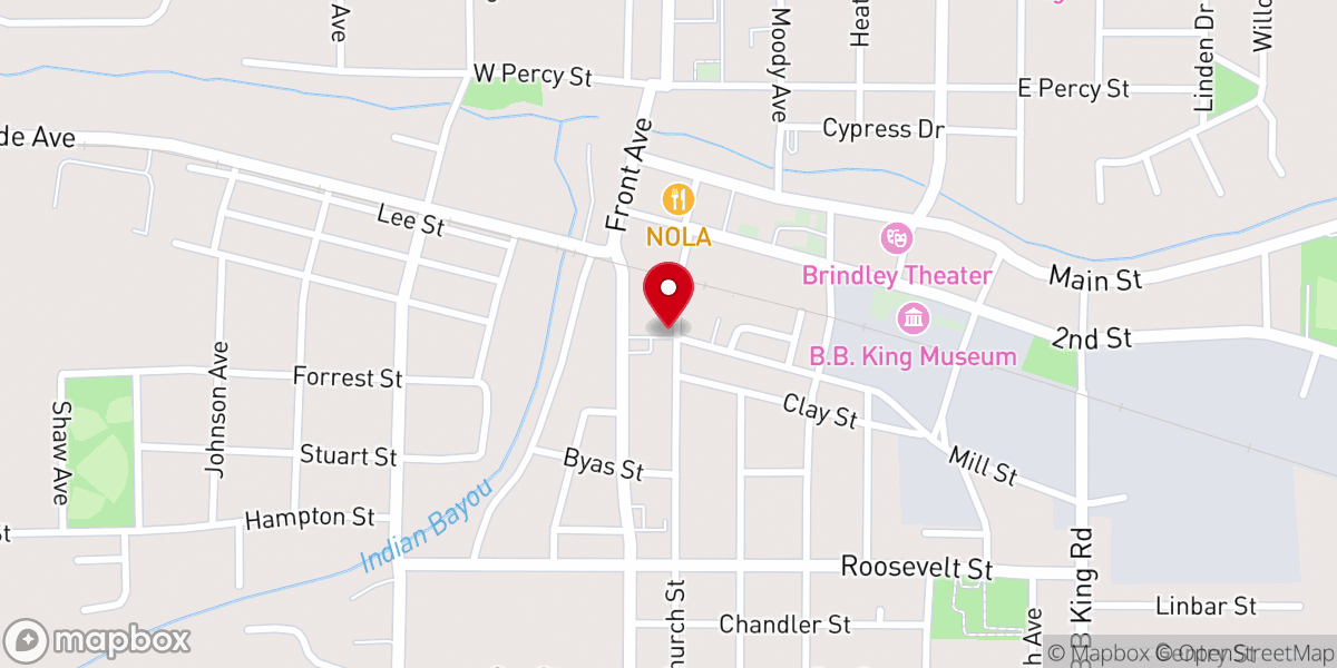 Map showing location of Blues Corner Cafe