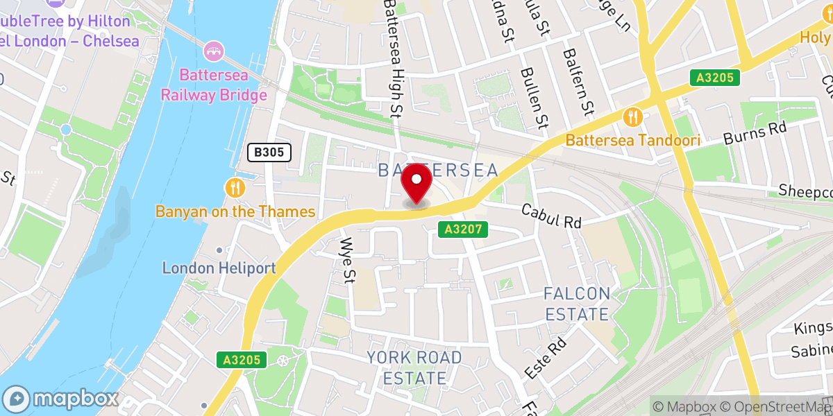 Map showing location of Battersea Central Methodist Mission Church and Centre