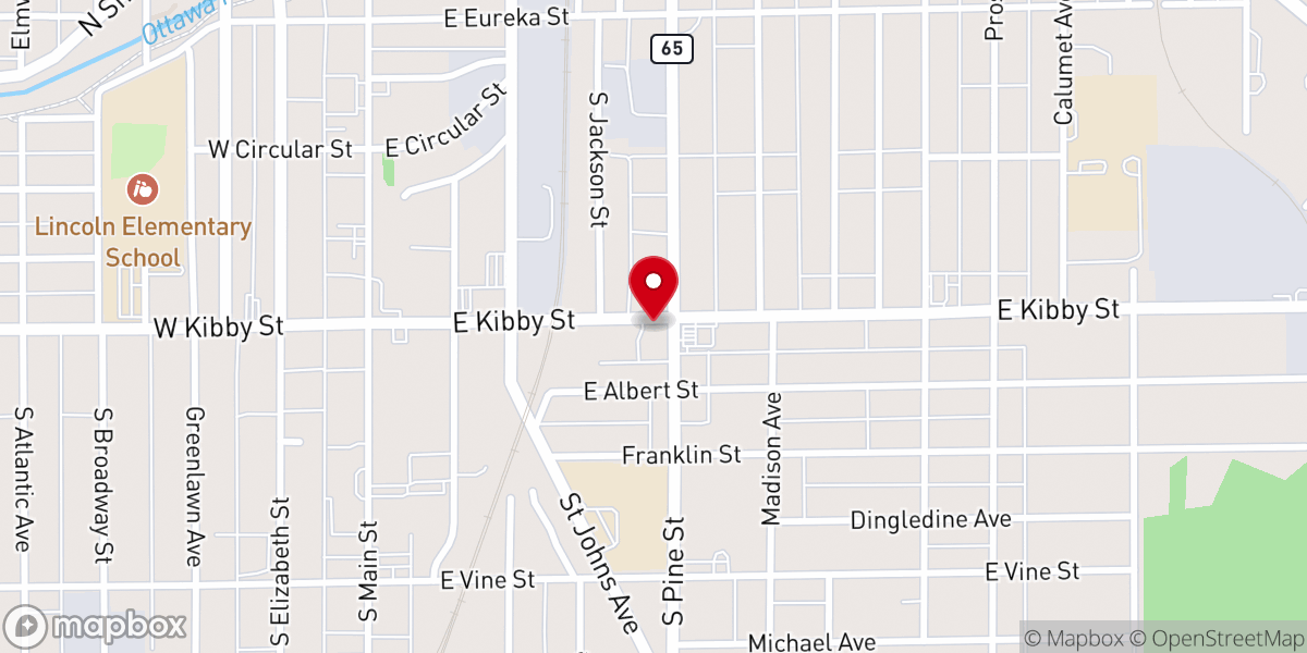 Map showing location of Kibby Street Church of Christ