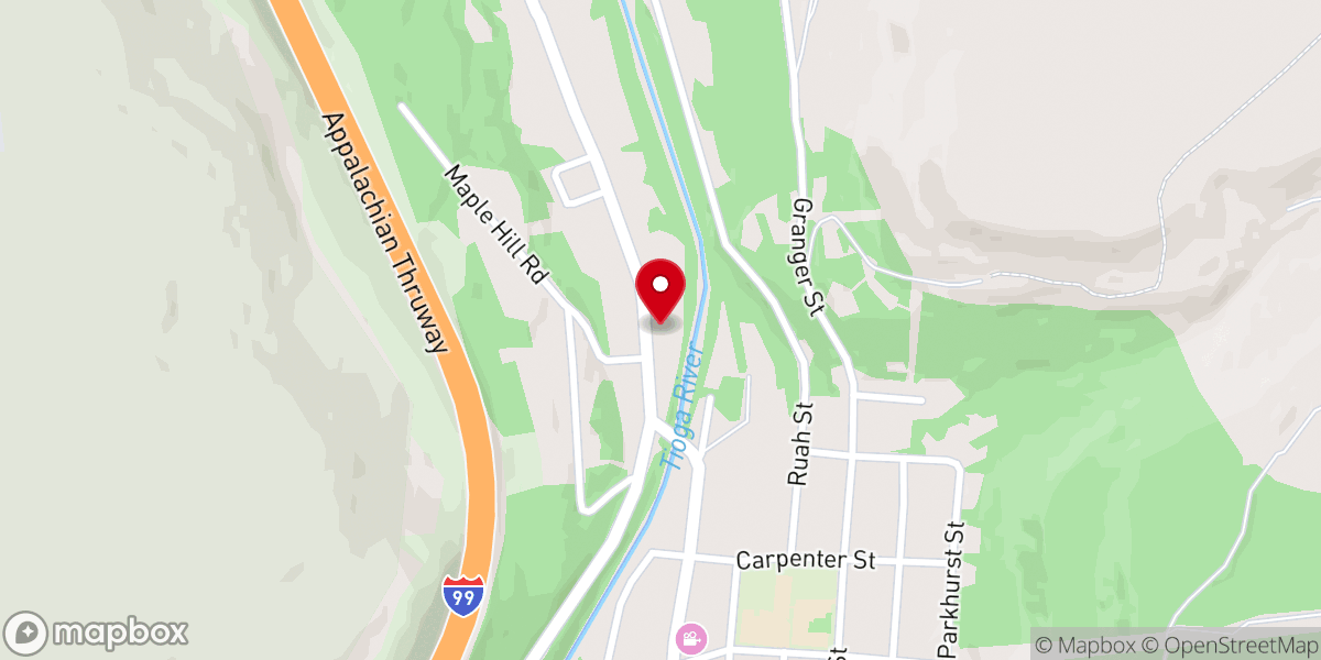 Map showing location of Blossburg Seventh-Day Adventist Church