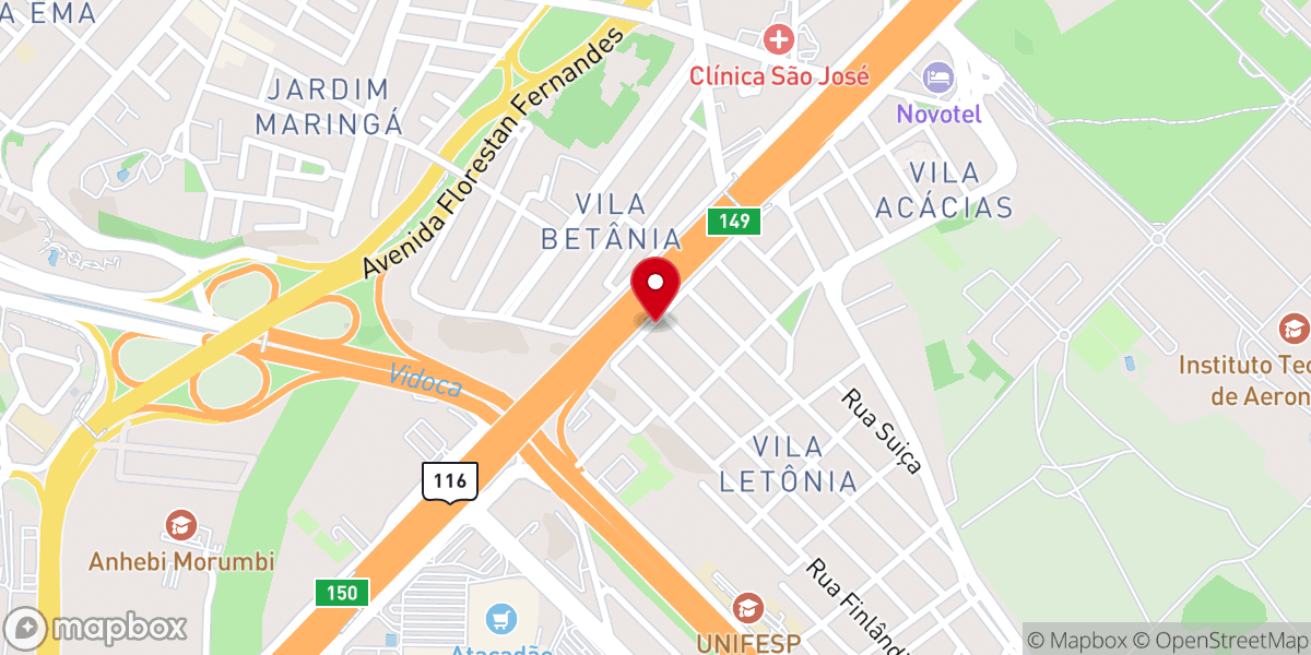 Map showing location of Igreja O Brasil para Cristo