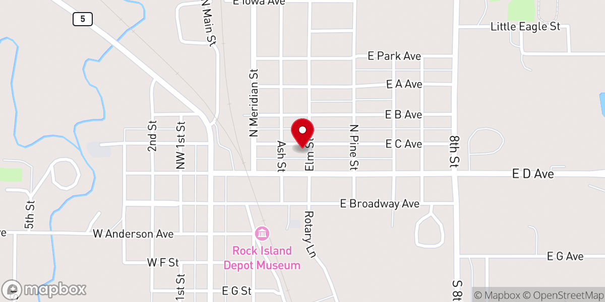 Map showing location of First Baptist Church
