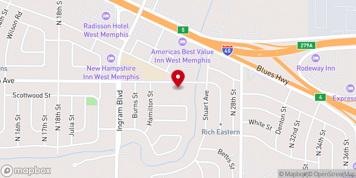 Map showing location of Westminster Presbyterian Church