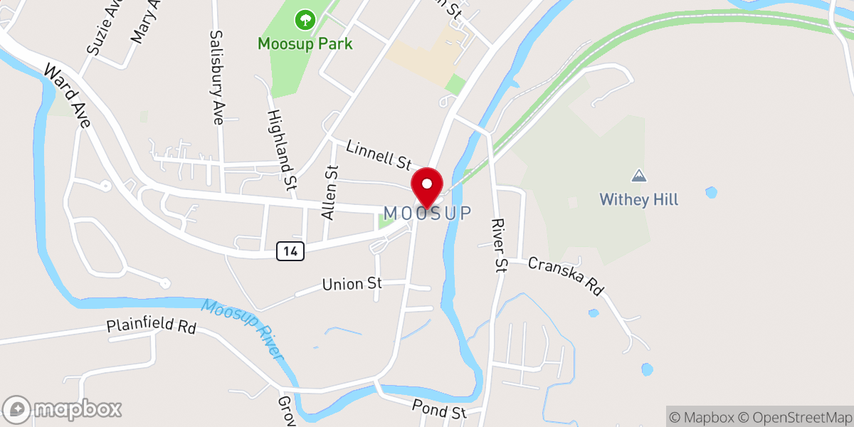 Map showing location of Moosup