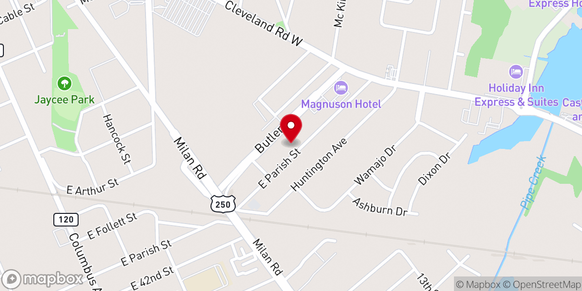 Map showing location of East Parrish Street Church of Christ