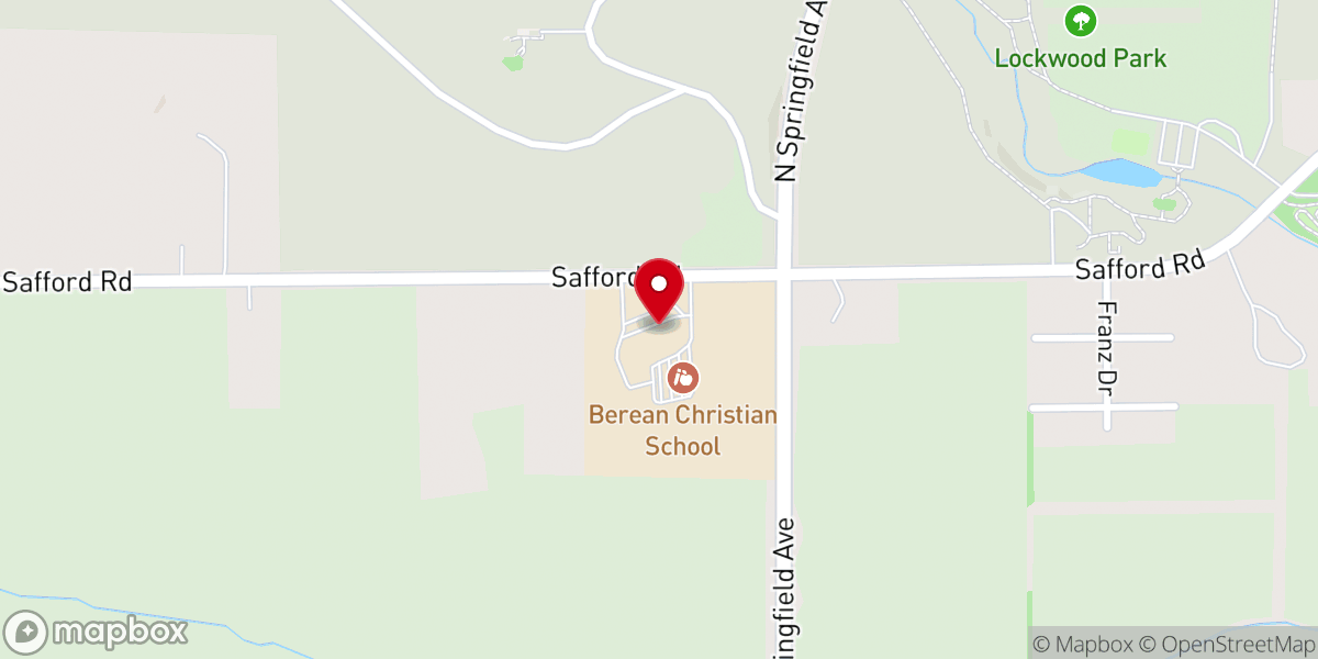 Map showing location of Berean Baptist Church