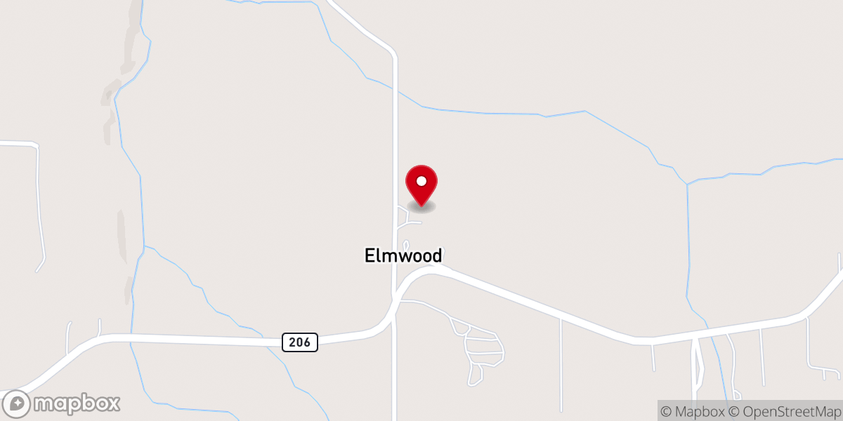 Map showing location of Elmwood Baptist Church