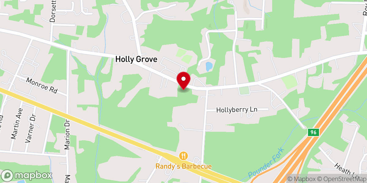 Map showing location of Holly Grove Baptist Church