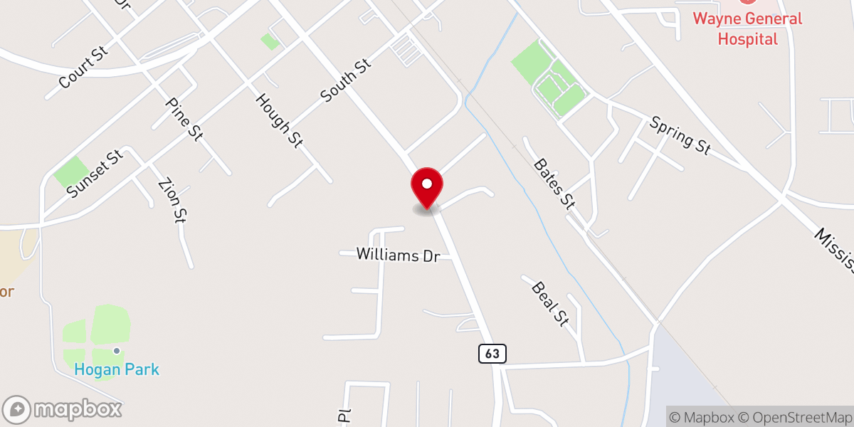 Map showing location of Waynesboro Holiness Church