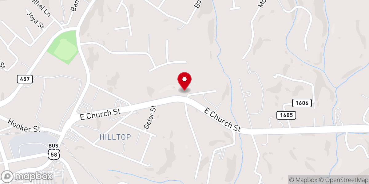 Map showing location of First Baptist Church of East Martinsville