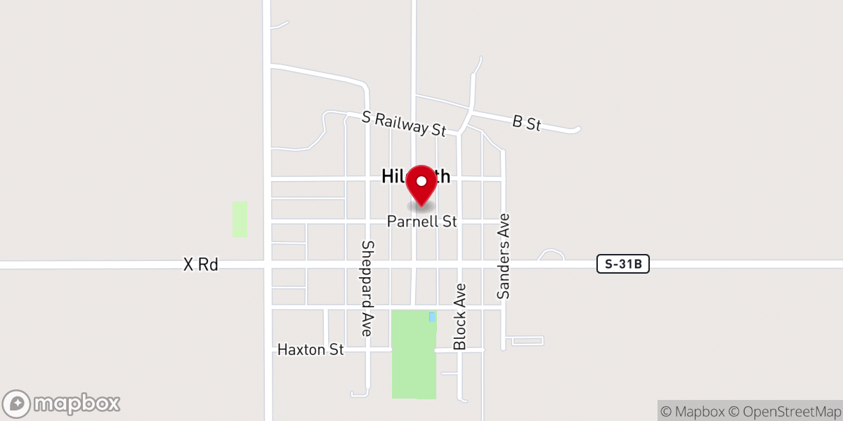 Map showing location of Hildreth City Hall
