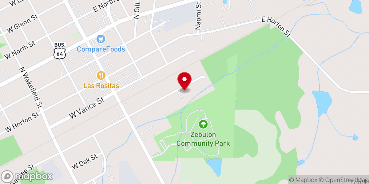 Map showing location of Zebulon First Baptist Church - Food Distribution Center