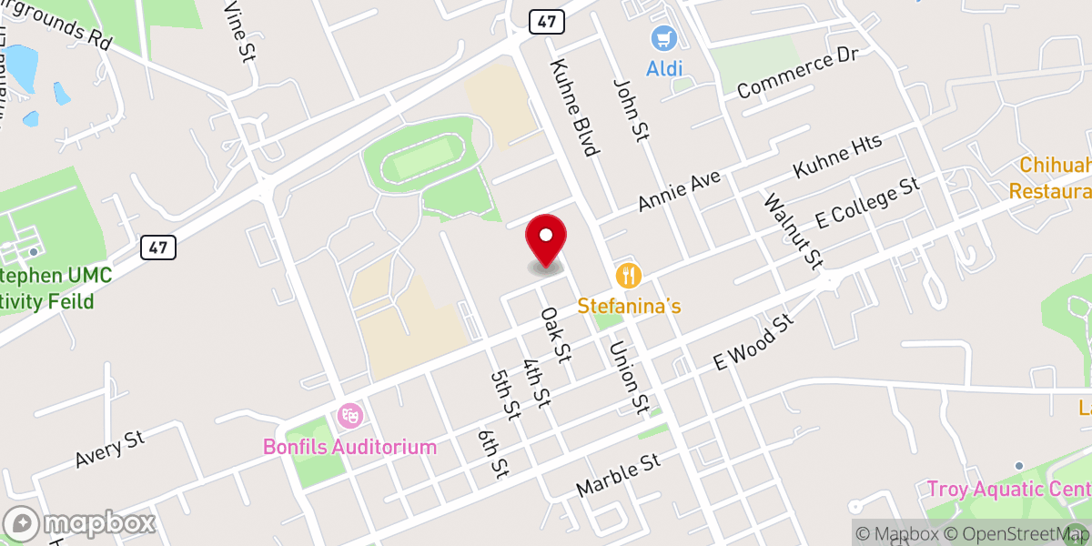 Map showing location of Wesley United Methodist Church