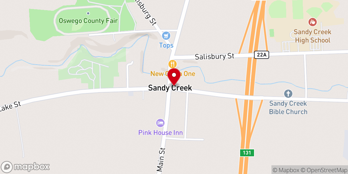 Map showing location of Sandy Creek