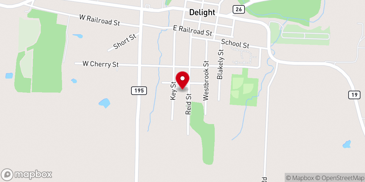 Map showing location of Delight First Missionary Baptist Church
