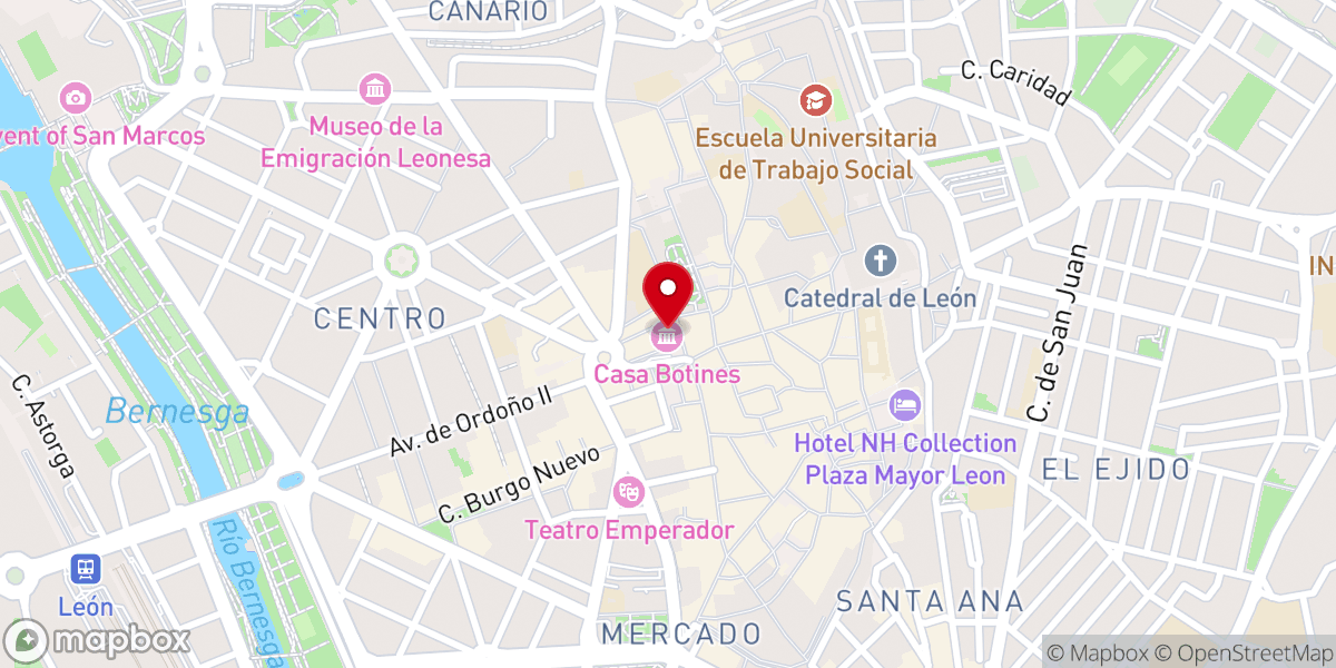Map showing location of Museo Casa Botines Gaudí