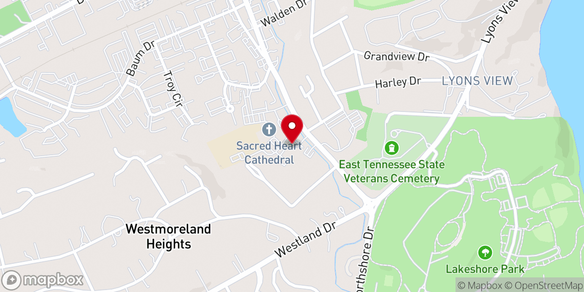Map showing location of Roman Catholic Diocese of Knoxville