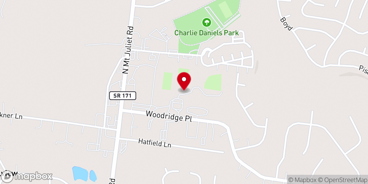 Map showing location of King & City Church (Mt. Juliet Campus)