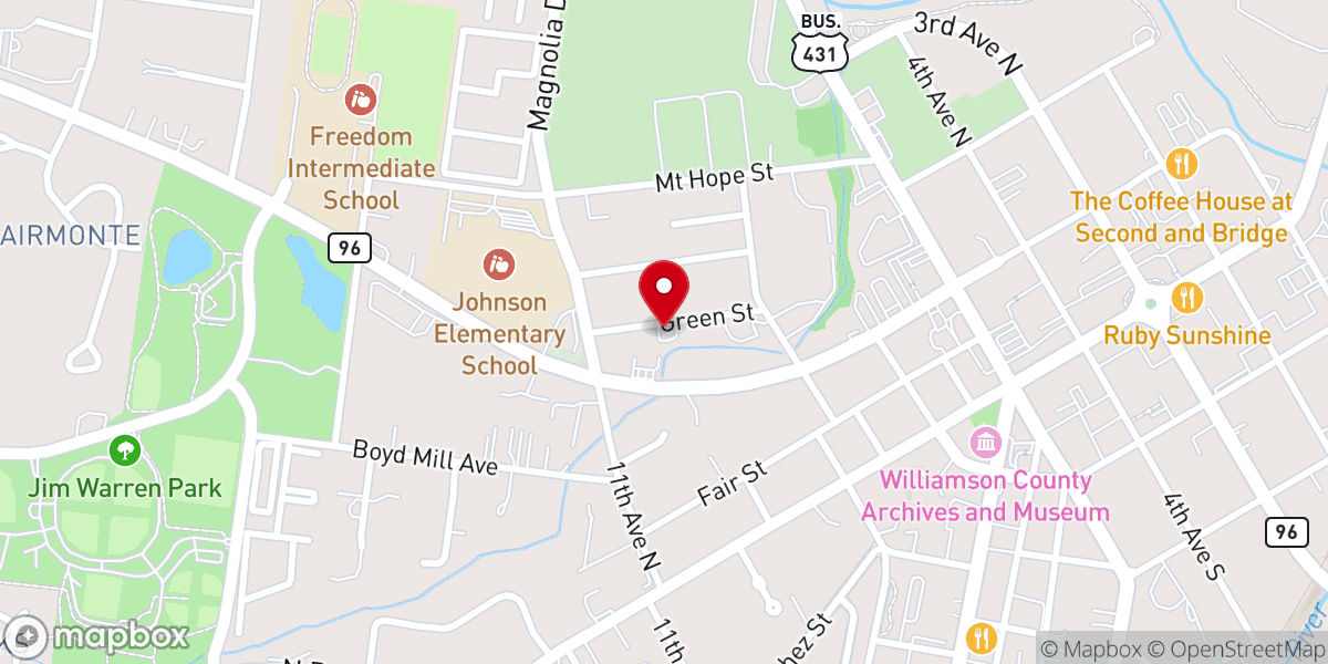 Map showing location of Little Harpeth Primitive Baptist