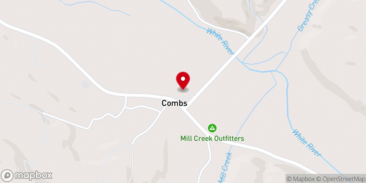 Map showing location of Combs Baptist Church