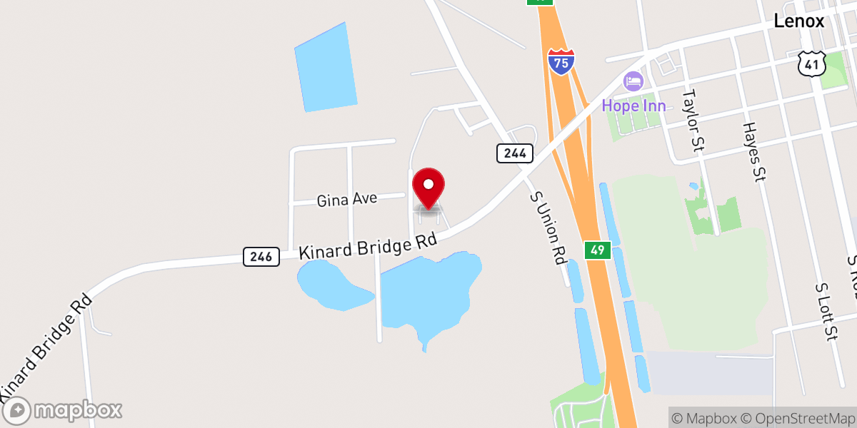 Map showing location of Lenox Church of God