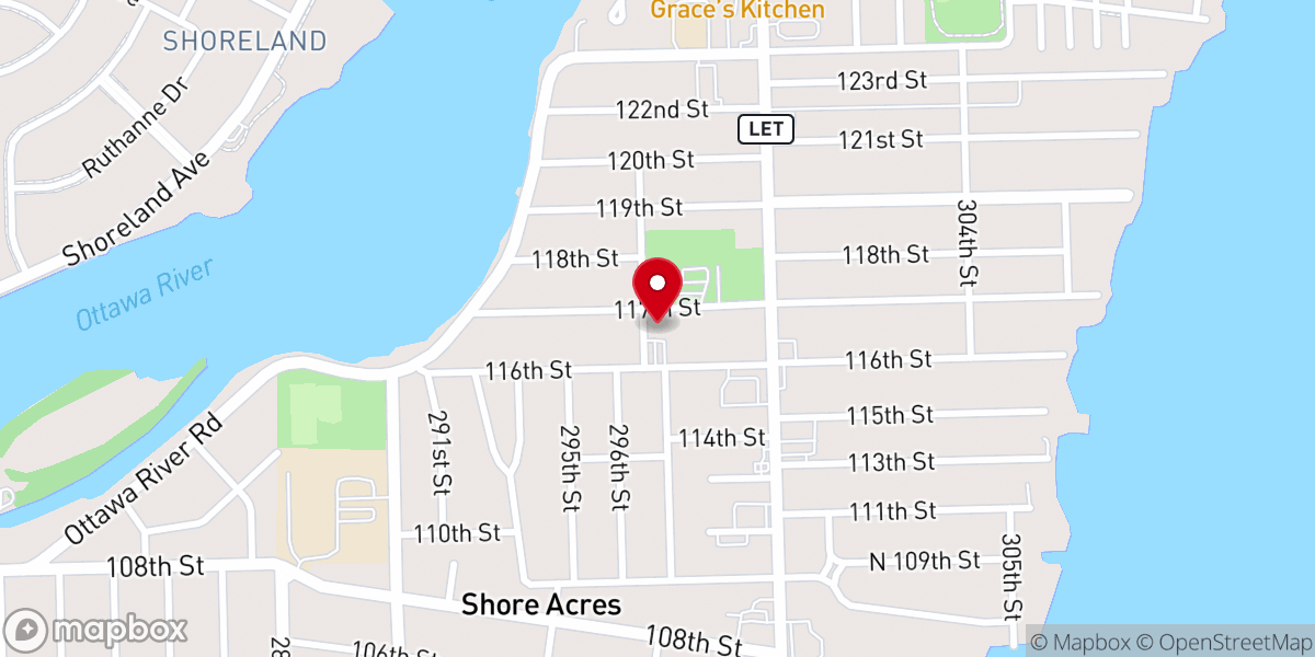 Map showing location of Point Place United Church of Christ