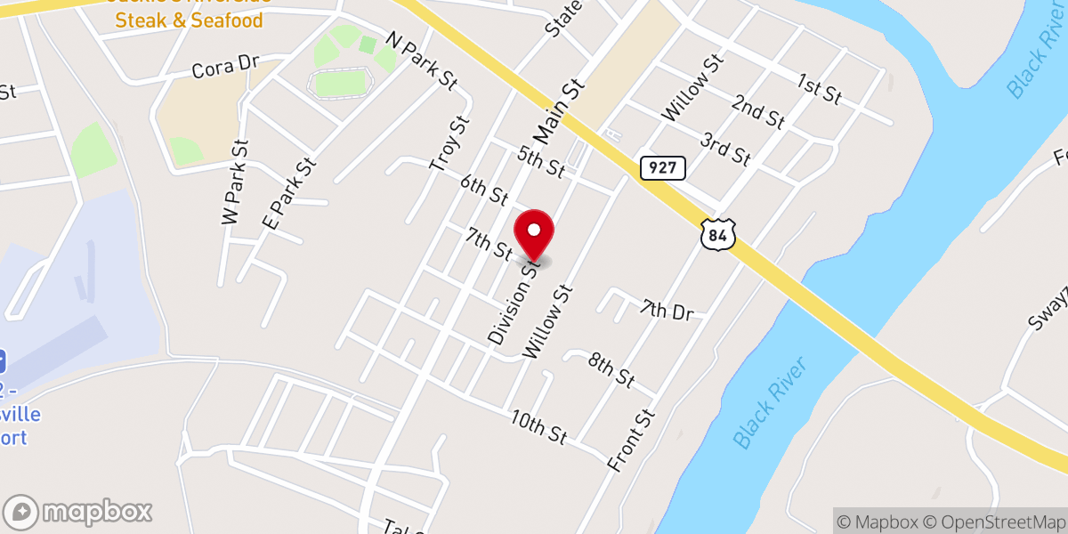 Map showing location of Ackland Creek Baptist Church