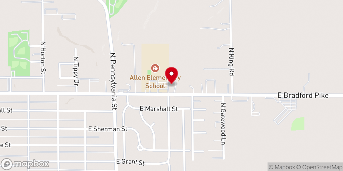 Map showing location of Brinker Heights Church Wesleyan