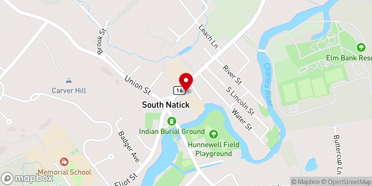 Map showing location of Natick (Formerly Waltham) Seventh-day Adventist Church