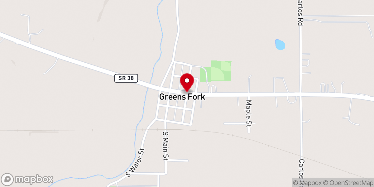 Map showing location of Greens Fork