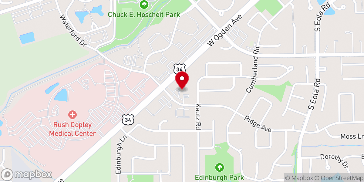 Map showing location of Hope United Church of Christ of Aurora and Naperville