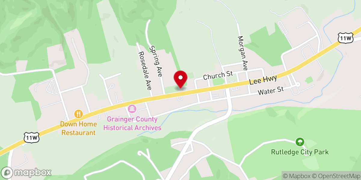 Map showing location of Rutledge Methodist Church