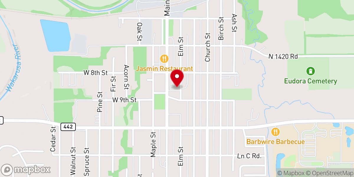 Map showing location of Eudora Community Church