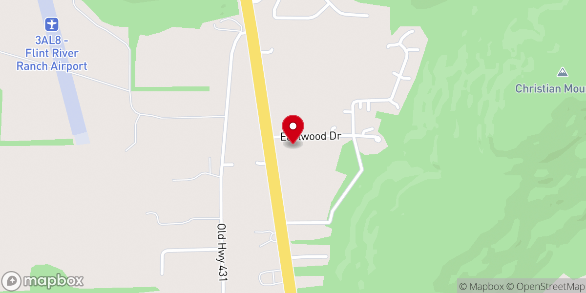 Map showing location of Owen Crossroads Church of God