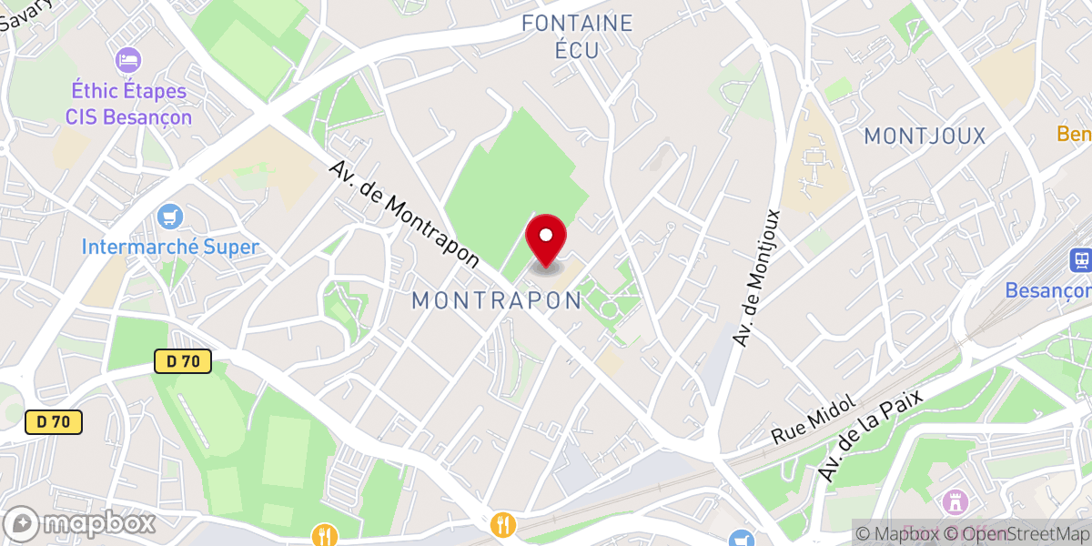 Map showing location of Église Saint Louis de Montrapon