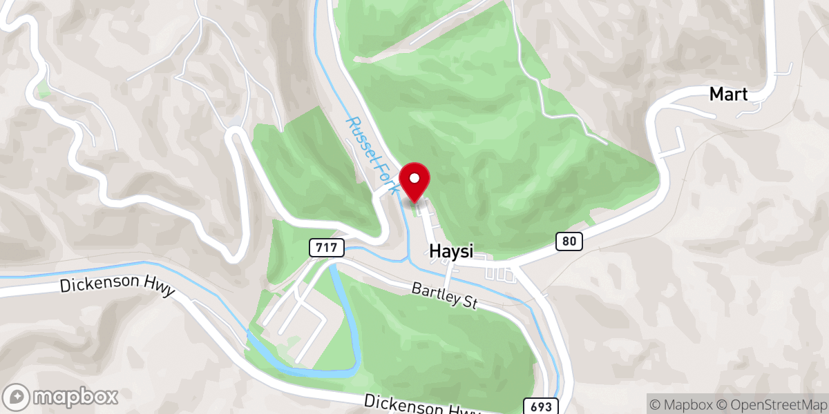 Map showing location of Haysi Town Park