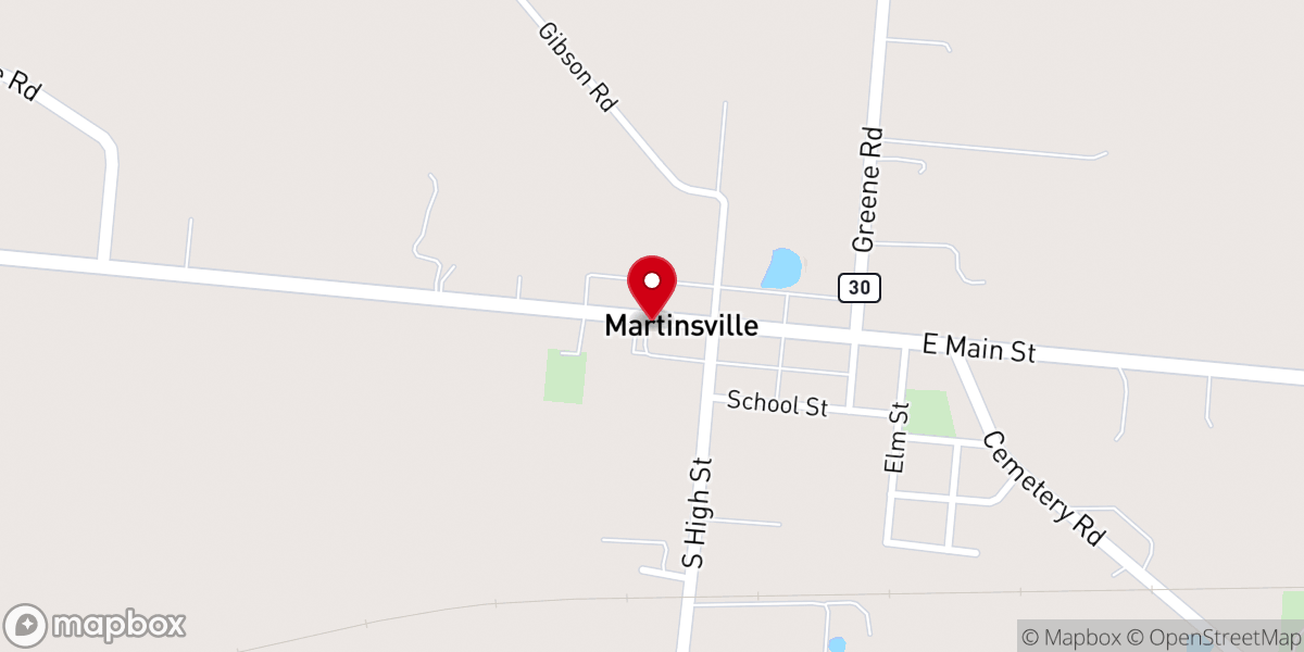 Map showing location of Martinsville Church of Christ