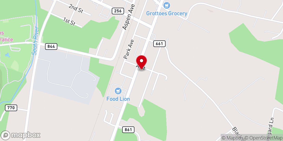 Map showing location of Grottoes Church-The Brethren