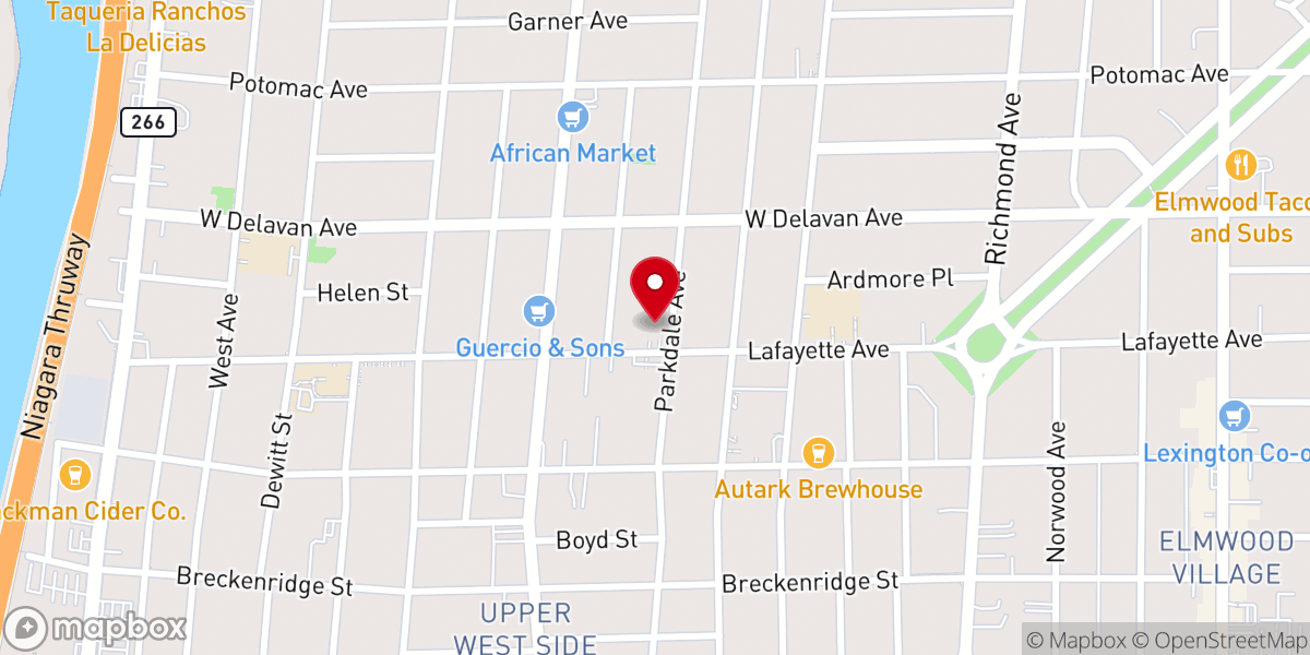 Map showing location of Buffalo Dream Center