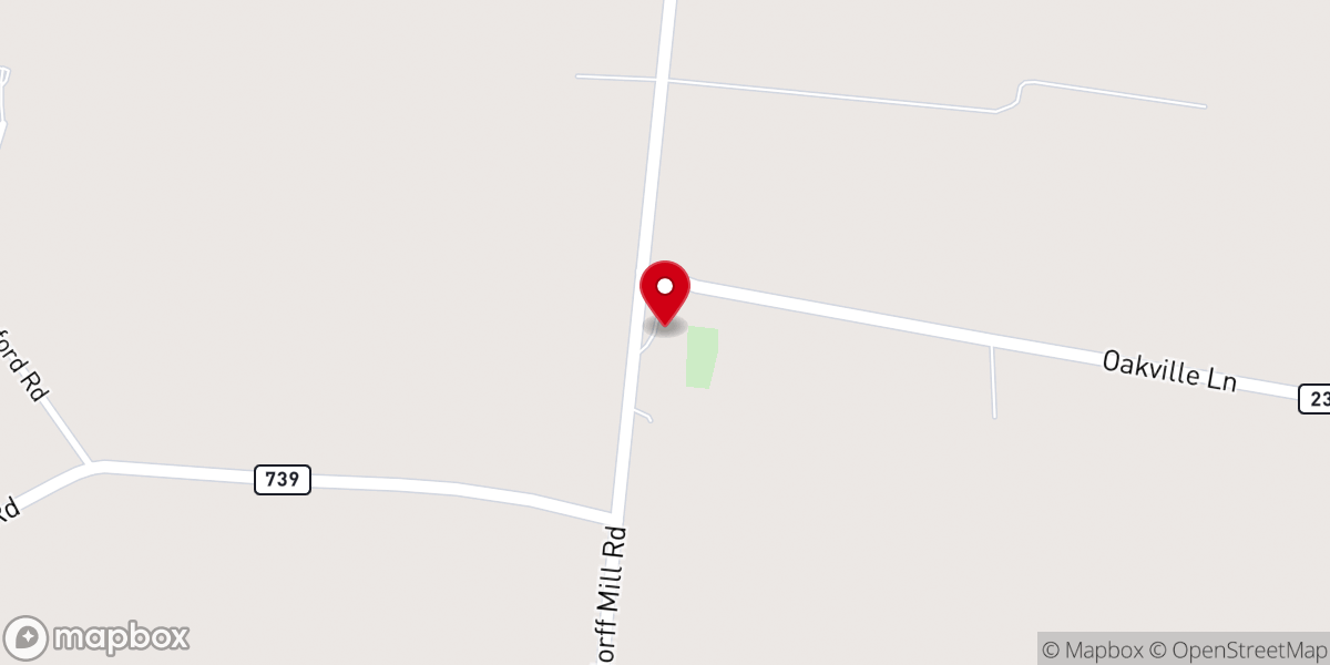 Map showing location of Red Oak Church