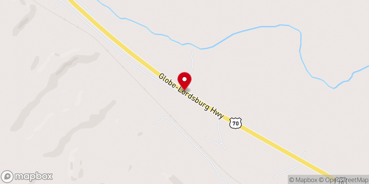 Map showing location of Bylas Holiness Church
